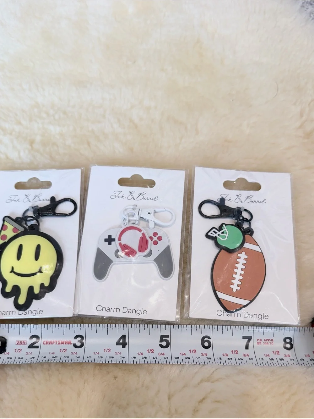 Ink & Barrel Kids **Backpack Charm** Set Gamer Basketball and Smiley Face